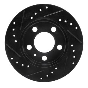 Audi TT Quattro Brake Rotor (1) - Rear Right - R1 Concepts - Drilled & Slotted - Black - `01-`06